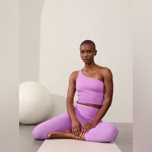 Athleta Elation Rib tight and matching Aurora seamless one shoulder tank